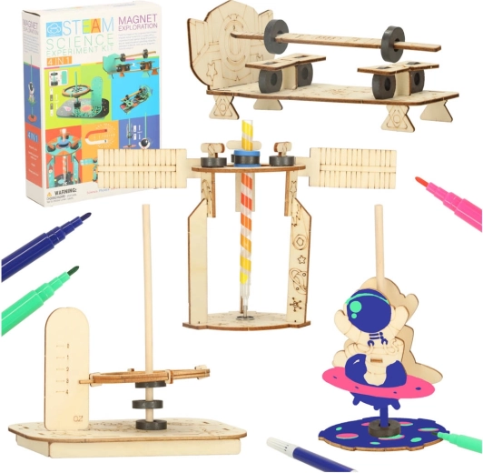 Vzdelávacia sada na vedecké experimenty DIY 4 v 1 – magnetizmus, mechanika a gravitácia