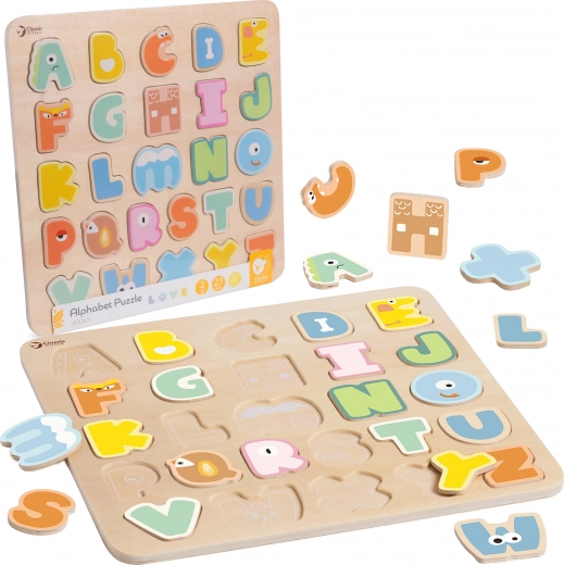 Klasické World drevené Montessori puzzle abeceda 27 ks