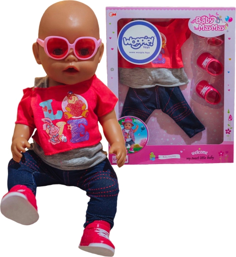 Módne oblečenie pre bábiky LOVE okuliare a topánočky 43-46 cm