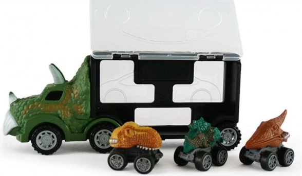 Dinosauří kamión s ťahačom a 3 autíčkami na spätný chod