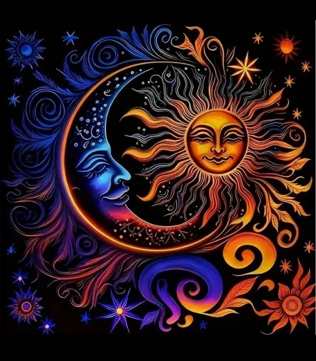 Diamantové maľovanie Slnko a Mesiac 30x40 cm