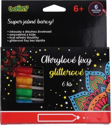Akrylové Fixky Glitter Sada 6 Kusov