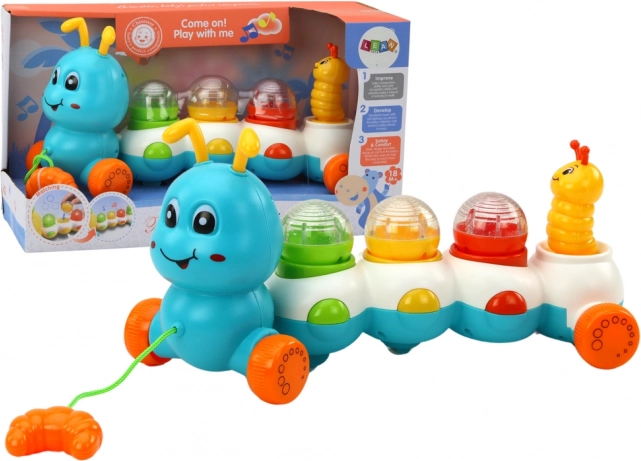 Farebná ťahacia húsenica so svetlami a zvukmi