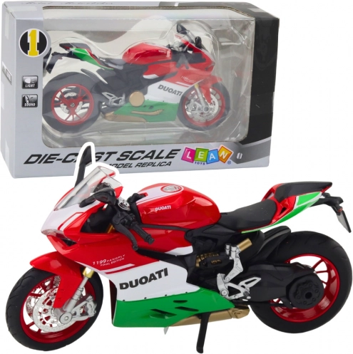 Kovový športový motocykel so svetlami a zvukmi 1:12