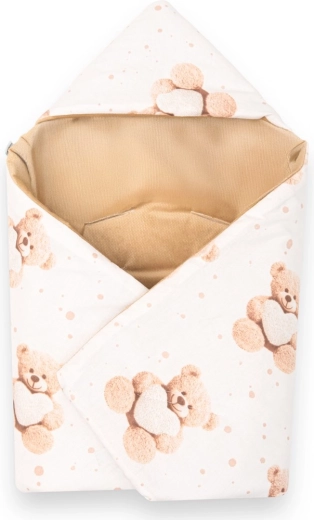Zateplená zavinovačka do autosedačky belisima love teddy bear, béžová