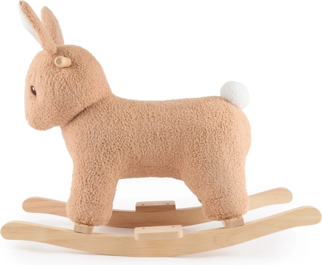 Bieco hojdací zajačik Fine z buklé na drevených lyžinách