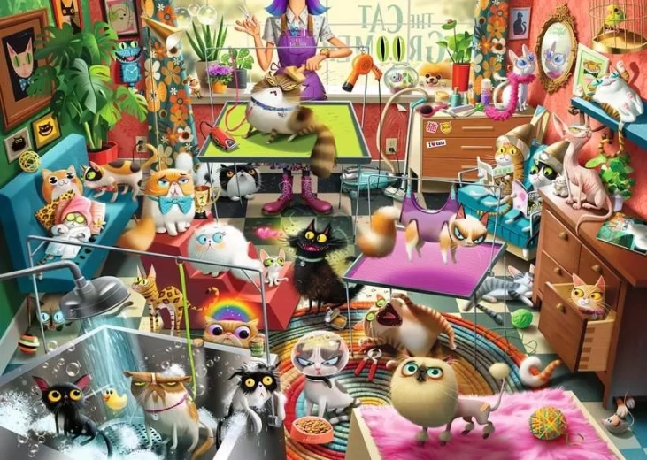 Ravensburger puzzle Mačací kadernícky salón 1000 dielikov