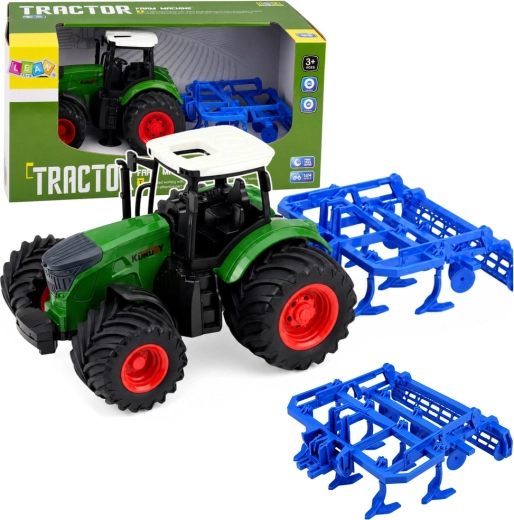 Poľnohospodársky traktor s kypričom 1:24 zelený