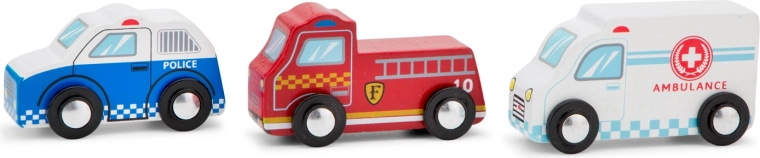 Sada drevených záchranárskych vozidiel pre deti