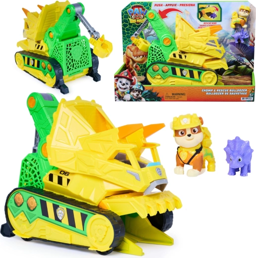 Spin Master Labková patrola vo filme – dino záchrana: Rubbleho buldozér Chomp & Rescue 23 cm s figúrkami