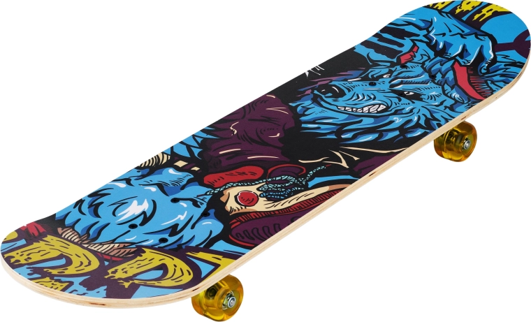 Skateboard Street Wolf 31" – modrý vlk graffiti