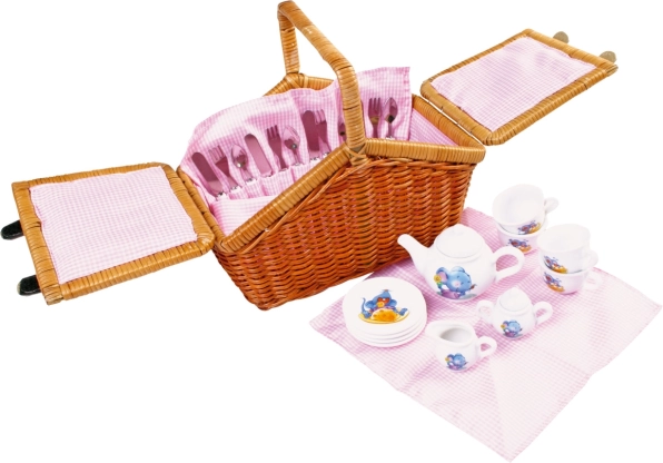 Piknikový kôš Romantik – detská čajová súprava small foot (30 dielov)