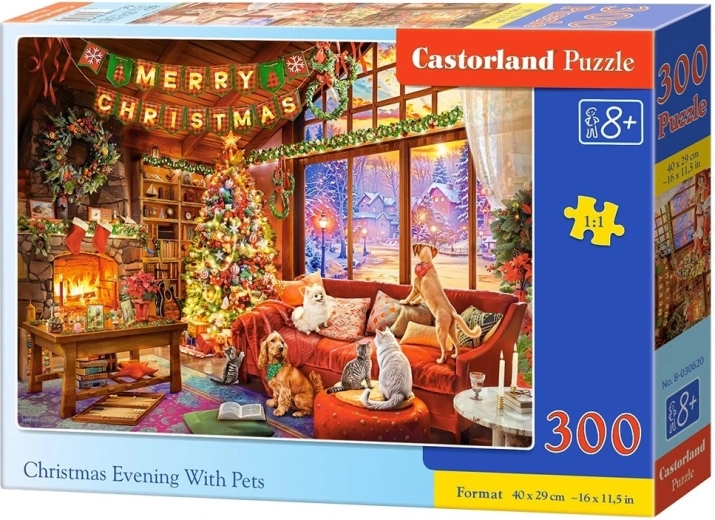 Puzzle Castorland Štedrý večer s mačiatkami 300 dielikov