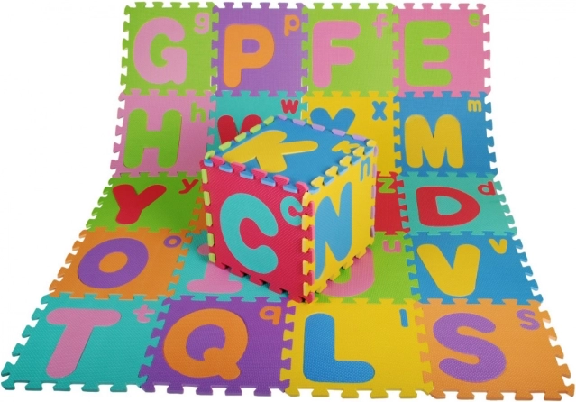 PENOVÉ PUZZLE ABECEDA PRE DETI 3+ z EVA peny – veľké a malé písmená, podlahová hracia podložka