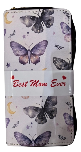 Ružová dámska peňaženka Pink s motívom motýľov a mesiaca