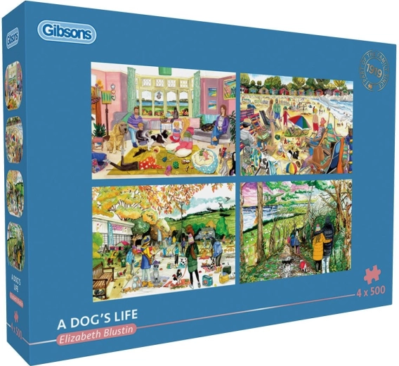 GIBSONS puzzle Psí život 4×500 dielikov