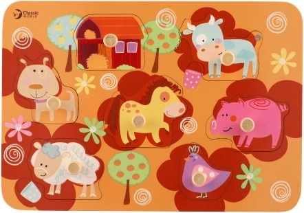 Drevená farma vkladačka pre deti