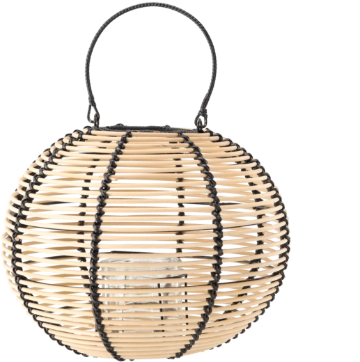 Drevený lampáš 35 × 27 cm v prírodne čiernej farbe
