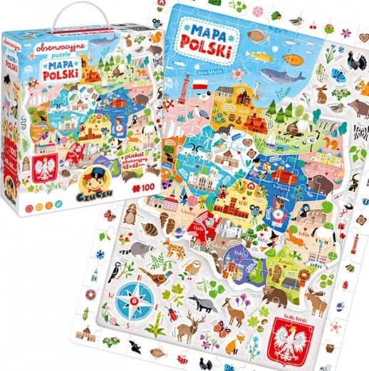 Puzzle pozorovací - Mapa Polska 100 dielikov