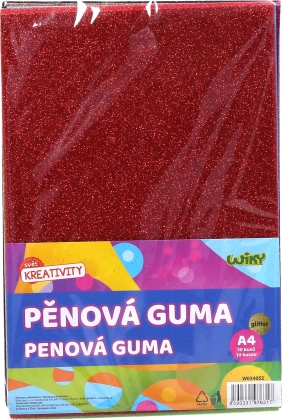 Penová guma A4 s trblietkami, 10 ks