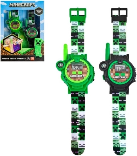 Minecraft detské hodinky s vysielačkou (set 2 ks) s LED svietidlom a kompasom