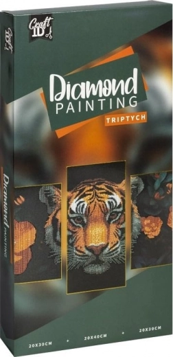 Diamantové maľovanie na ráme – tiger triptych 40 × 20 cm + 30 × 20 cm
