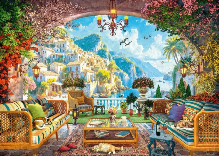 Puzzle RAVENSBURGER Rozprávkový výhľad na Stredomorie, 1000 dielikov