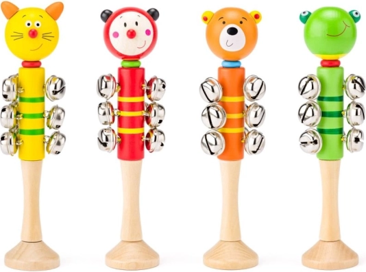 Drevené hrkálky s rolničkami – zvieratká