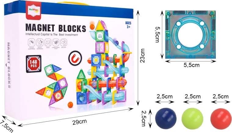 Magnetická 3D stavebnica – 148 dielov