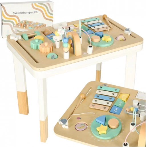 Detský montessori manipulačný stolík LULILO LUDO – mätový