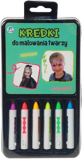 Neónové ceruzky na maľovanie na tvár pre deti, sada 6 farieb