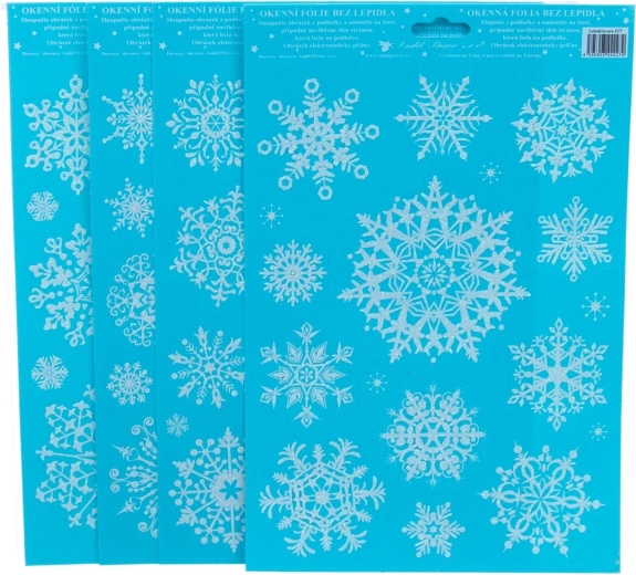 Okenná dekoratívna fólia vločky s glitrom 20 × 30 cm (4 varianty)