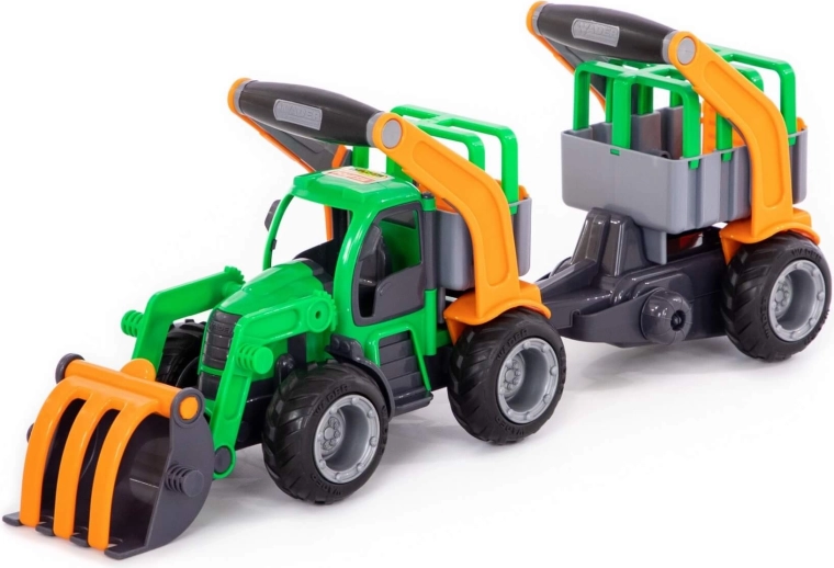 Traktor GripTruck s nakladačom a prívesom na prepravu zvierat