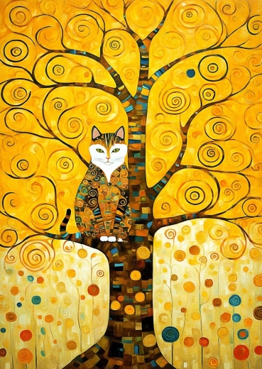 Enjoy Puzzle Mačka Gustava Klimta na strome života 1000 dielikov