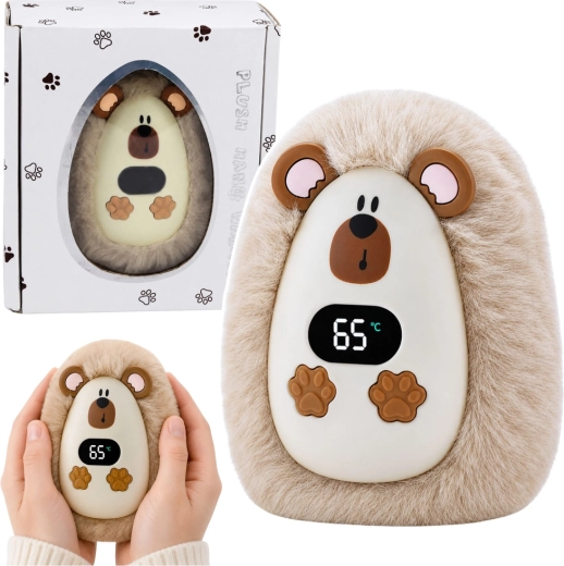 Plyšový akumulátorový ohrievač rúk ježko s displejom teploty (USB‑C)