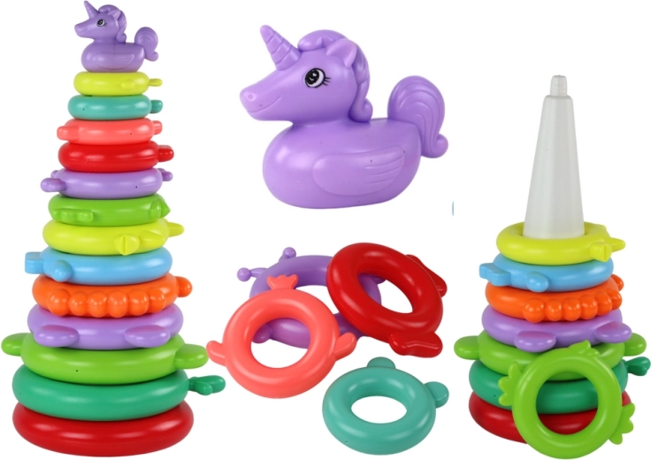 Farebná skladacia veža jednorožec – 13 krúžkov