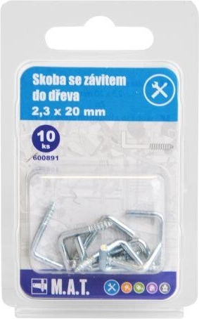 Skoba so závitom do dreva 20 × 2,3 mm, pozinkovaná (10 ks)