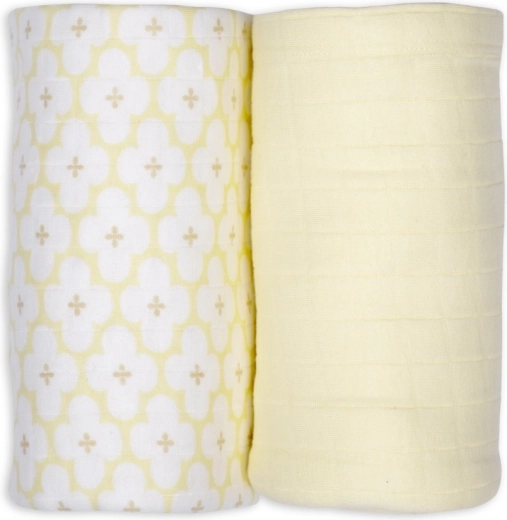 Lodger swaddler z organickej bavlny matcha/butter, 2 ks, 110 × 110 cm
