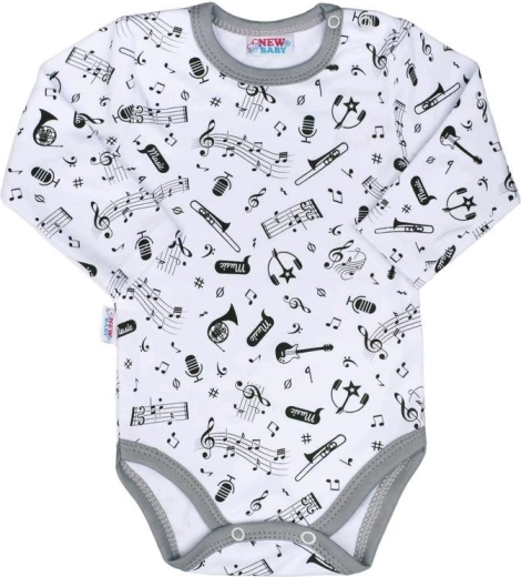 New Baby Music dojčenské bavlnené body s dlhým rukávom