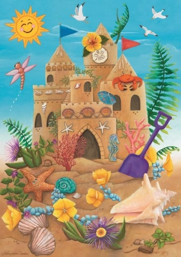 Puzzle Piesočný hrad pod slnečnými lúčmi 35 dielikov
