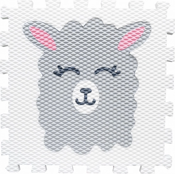 Penený puzzle koberec s motívom lamy – biely
