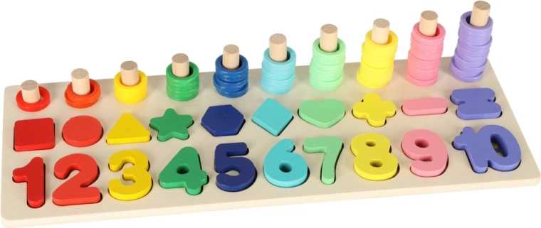 Drevený vzdelávací sorter a počítadlo 2v1 montessori 13 × 36 cm