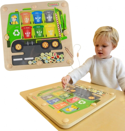 Masterkidz Magnetická Tabuľa Triedenie Odpadu Recyklačný Nákladné Auto Montessori