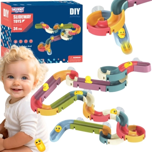 Woopie vodná dráha do vane so šmýkačkou a kačičkou, 34 dielov