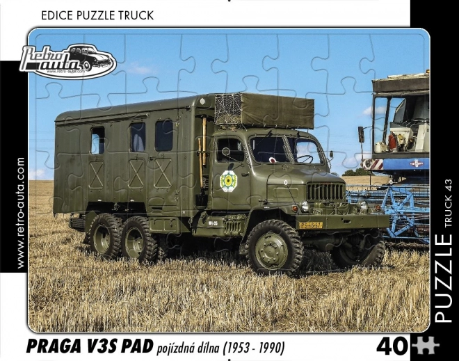 Retro Puzzle Auto - Praga V3S Pojazdná Dielňa