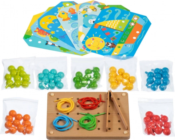 Drevená mozaika s pinzetou a vyšívaním LUCY & LEO