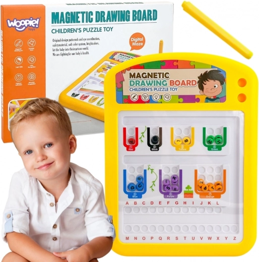 woopie magnetická montessori tabuľa na kreslenie s kovovými guľôčkami