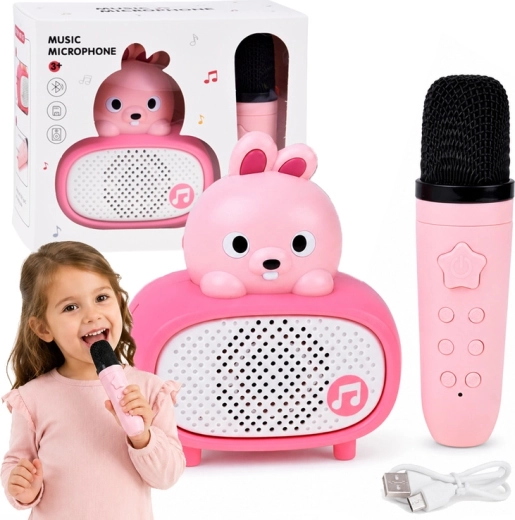 Interaktívne detské karaoke s bluetooth mikrofónom a reproduktorom králik