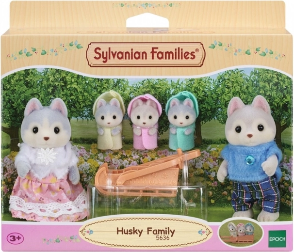 Rodina husky SYLVANIAN FAMILIES – sada figúrok s saneami