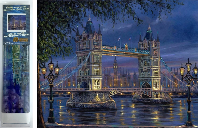 Diamantové maľovanie Nočný Tower Bridge 30x40 cm